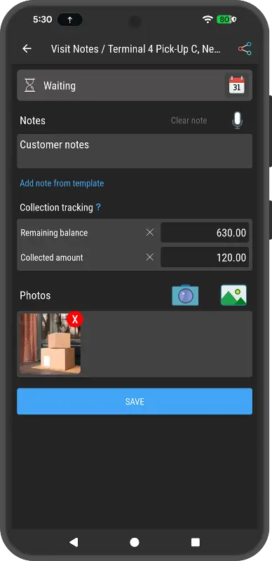 Share visit details and view past visit data.